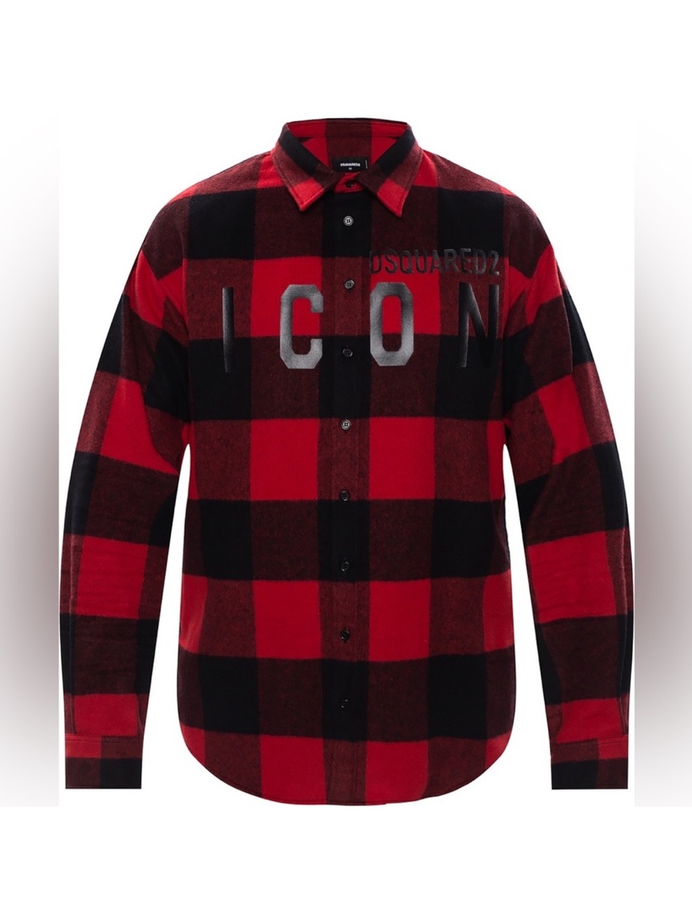 DSQUARED2 Wool Long Sleeve Button Down Flannel, Size 14